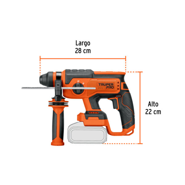 Rotomartillo SDS Plus 20V, 2 J, sin accesorios, TRUPER PRO