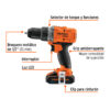 Rotomartillo 1/2", 20V, 2 baterías 2Ah, PRO