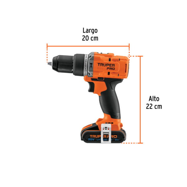 Rotomartillo 1/2", 20V, 2 baterías 2Ah, PRO