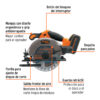 Sierra circular 6-1/2", 20V, 1 batería 4Ah, PRO