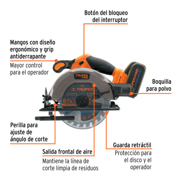 Sierra circular 6-1/2", 20V, 1 batería 4Ah, PRO