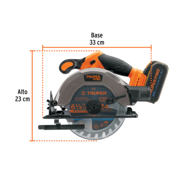 Sierra circular 6-1/2", 20V, 1 batería 4Ah, PRO