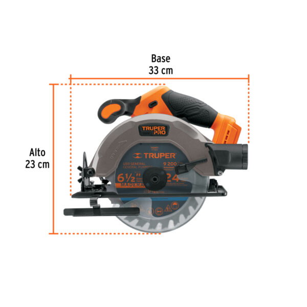 Sierra circular 6-1/2", 20V, sin accesorios, TRUPER PRO