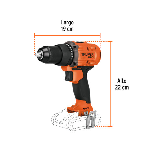 Taladro 1/2", 20V, sin accesorios, PRO