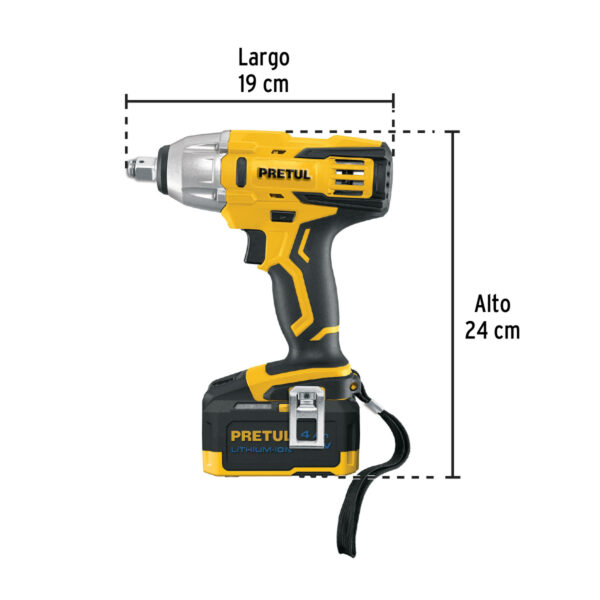 Llave de impacto 1/2", 20V, 155 lb/ft, 1 batería 4Ah, PRETUL