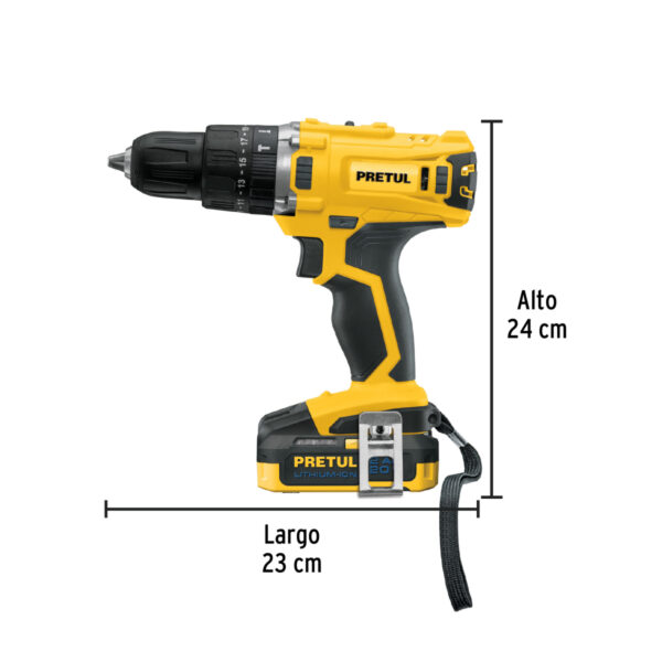 Rotomartillo 1/2", 20V, 1 batería 2Ah, PRETUL