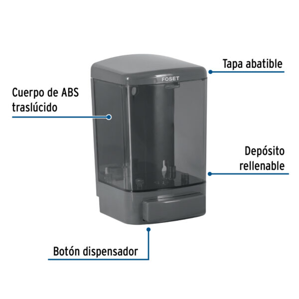 Dosificador para jabón líquido, humo, Foset Basic
