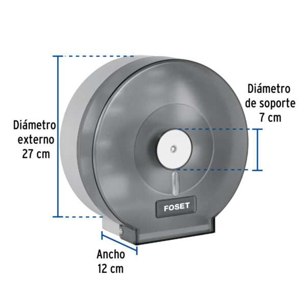 Portarollo junior de ABS, humo, Foset Basic