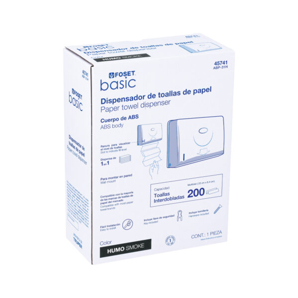 Dispensador junior p/toallas de papel, humo, Basic
