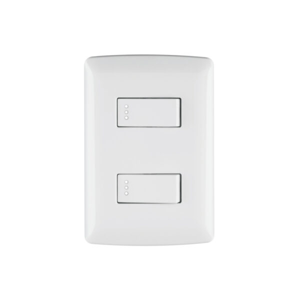 Placa armada, 2interruptores sencillos,blanco,línea Italiana