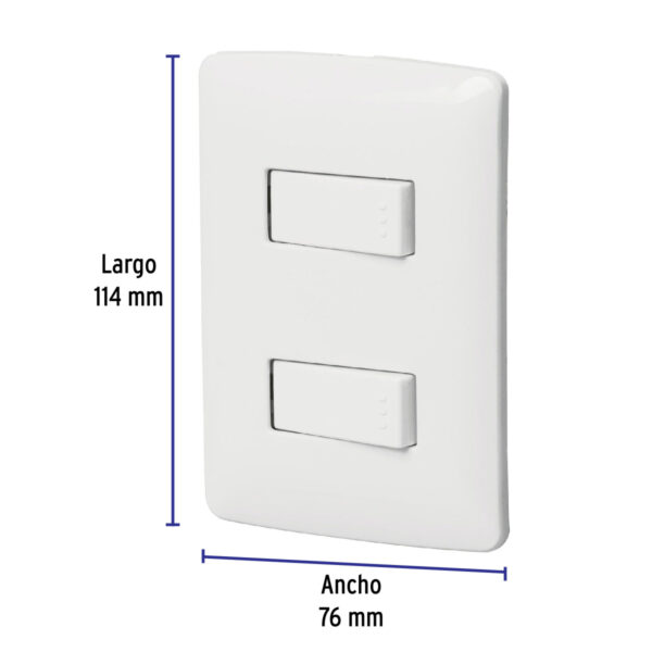 Placa armada, 2interruptores sencillos,blanco,línea Italiana