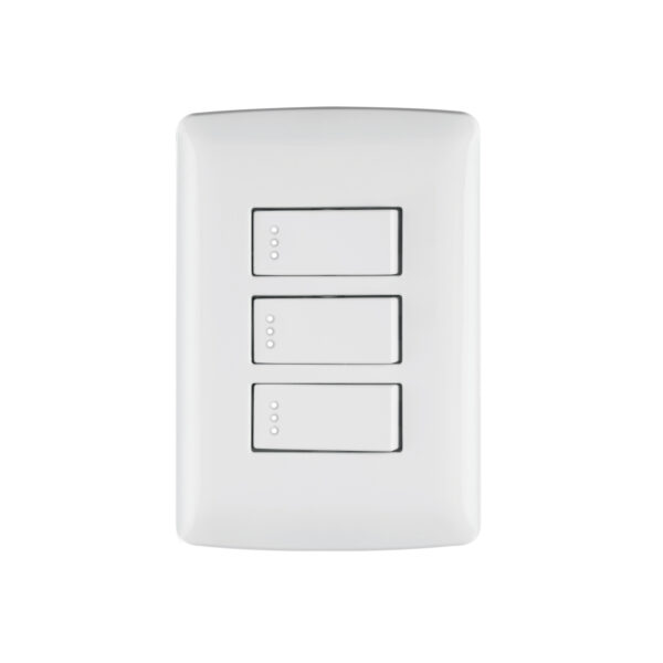 Placa armada 3 interruptores sencillos,blanco,línea Italiana