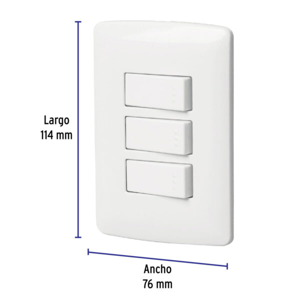 Placa armada 3 interruptores sencillos,blanco,línea Italiana